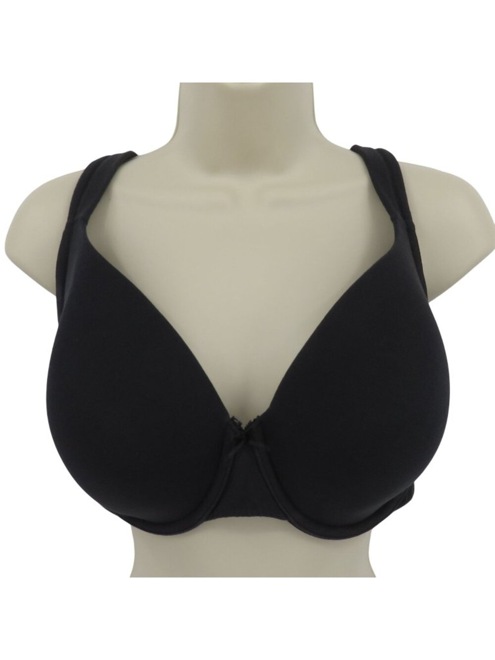 Cacique 38F Lightly Lined Full Coverage Bra Black Underwire Ribbon Bow Women